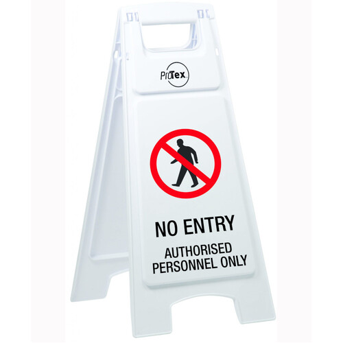 WORKWEAR, SAFETY & CORPORATE CLOTHING SPECIALISTS - Premium Plastic Sign Stand - Double Sided - No Entry Authorised Personnel Only