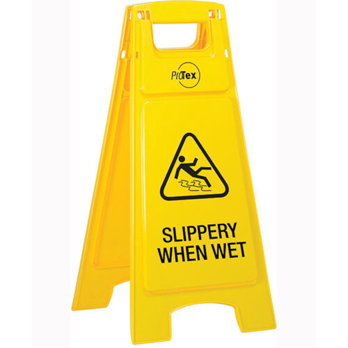 WORKWEAR, SAFETY & CORPORATE CLOTHING SPECIALISTS - Premium Plastic Sign Stand - Double Sided - Slippery When Wet