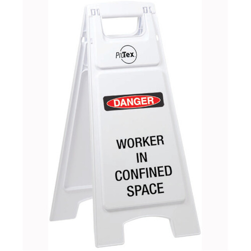 WORKWEAR, SAFETY & CORPORATE CLOTHING SPECIALISTS - Premium Plastic Sign Stand - Double Sided - Danger Worker In Confined Space