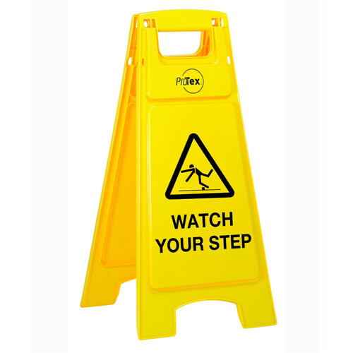 WORKWEAR, SAFETY & CORPORATE CLOTHING SPECIALISTS Premium Plastic Sign Stand - Double Sided - Watch Your Step