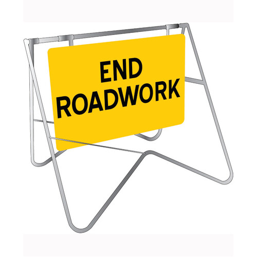 WORKWEAR, SAFETY & CORPORATE CLOTHING SPECIALISTS 900x600mm - Swing Stand and Sign - End Roadwork