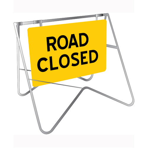 WORKWEAR, SAFETY & CORPORATE CLOTHING SPECIALISTS - 900x600mm - Swing Stand and Sign - Road Closed