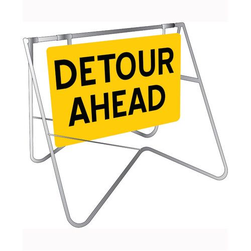 WORKWEAR, SAFETY & CORPORATE CLOTHING SPECIALISTS 900x600mm - Swing Stand and Sign - Detour Ahead