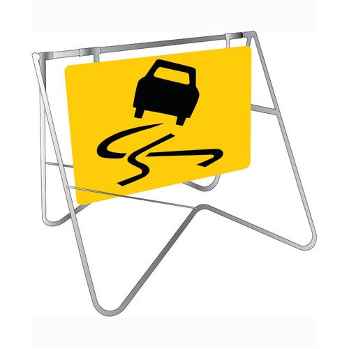 WORKWEAR, SAFETY & CORPORATE CLOTHING SPECIALISTS 900x600mm - Swing Stand and Sign - Slippery Surface Picto.