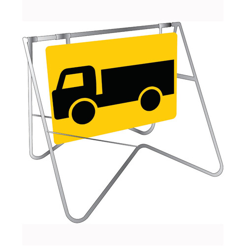 WORKWEAR, SAFETY & CORPORATE CLOTHING SPECIALISTS 900x600mm - Swing Stand and Sign - Truck Picto