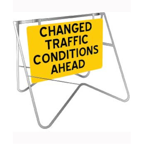 WORKWEAR, SAFETY & CORPORATE CLOTHING SPECIALISTS 900x600mm - Swing Stand and Sign - Changed Traffic Conditions Ahead