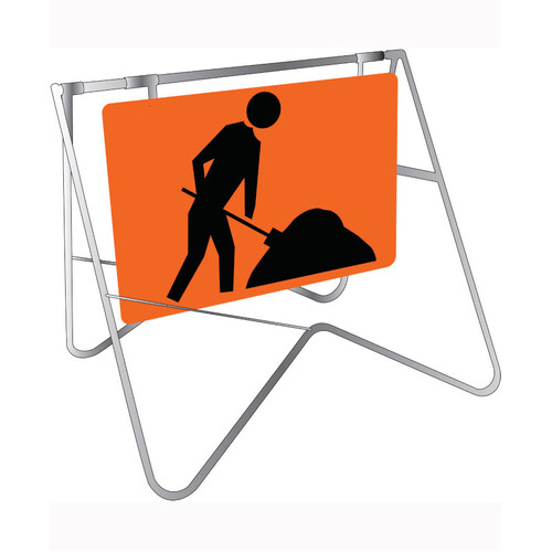 WORKWEAR, SAFETY & CORPORATE CLOTHING SPECIALISTS - 900x600mm - Swing Stand and Sign - Symbolic Worker