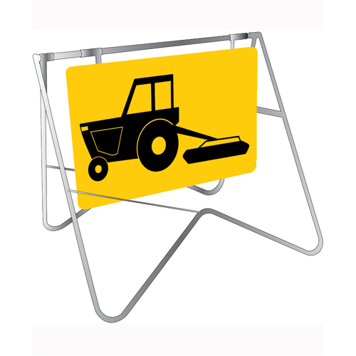 WORKWEAR, SAFETY & CORPORATE CLOTHING SPECIALISTS - 900x600mm - Class 1 - Swing Stand and Sign - Mower Picto