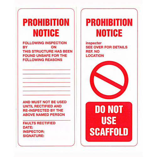 WORKWEAR, SAFETY & CORPORATE CLOTHING SPECIALISTS - Scaffold Tags - Pkt 25 - Do Not Use