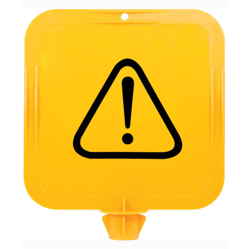 WORKWEAR, SAFETY & CORPORATE CLOTHING SPECIALISTS - Yellow Lock-In Sign Frame - Warning Triangle & Exclamation Mark