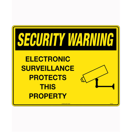 WORKWEAR, SAFETY & CORPORATE CLOTHING SPECIALISTS - 600x400mm - Metal - Security Warning Electronic Surveillance Protects This Property