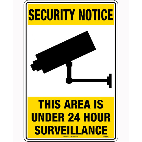 WORKWEAR, SAFETY & CORPORATE CLOTHING SPECIALISTS 600x400mm - Metal - Security Notice This Area Is Under 24 Hour Surveillance