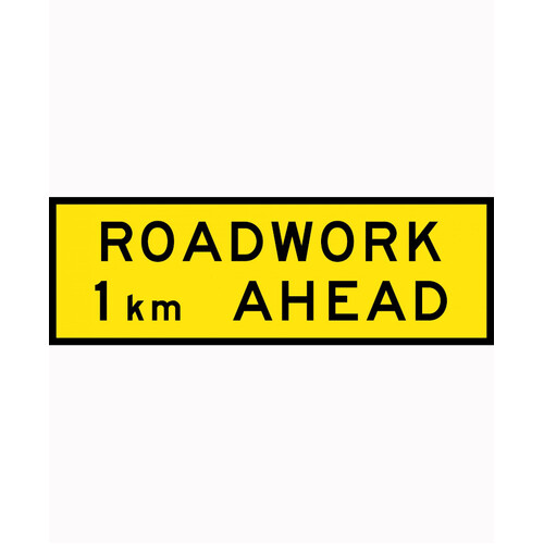 WORKWEAR, SAFETY & CORPORATE CLOTHING SPECIALISTS 1800x600mm - Boxed Edge - Cl.1 - Roadwork 1km Ahead