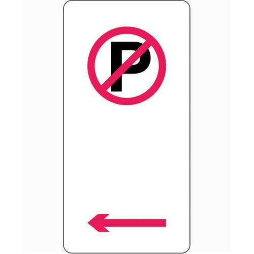 WORKWEAR, SAFETY & CORPORATE CLOTHING SPECIALISTS - 450x225mm - Metal - No Parking Symbol with left arrow