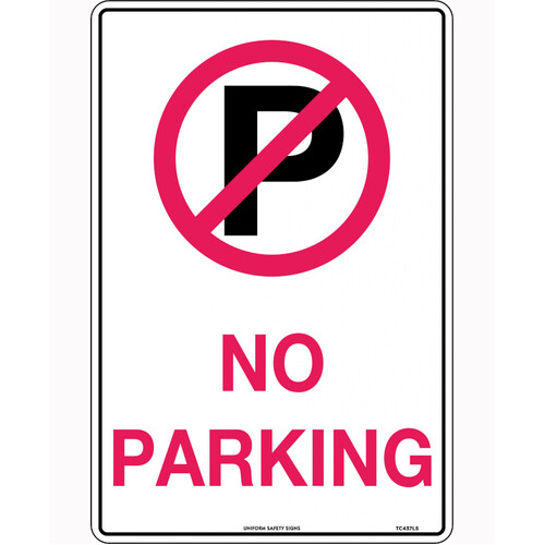 WORKWEAR, SAFETY & CORPORATE CLOTHING SPECIALISTS - 450x300mm - Metal - No Parking (With Symbol)