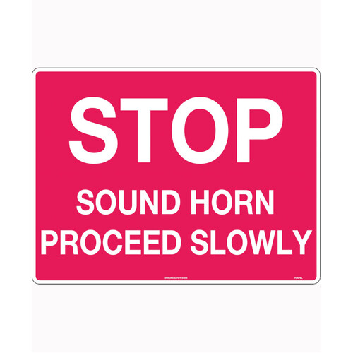 WORKWEAR, SAFETY & CORPORATE CLOTHING SPECIALISTS - 600x400mm - Metal - Stop Sound Horn Proceed Slowly