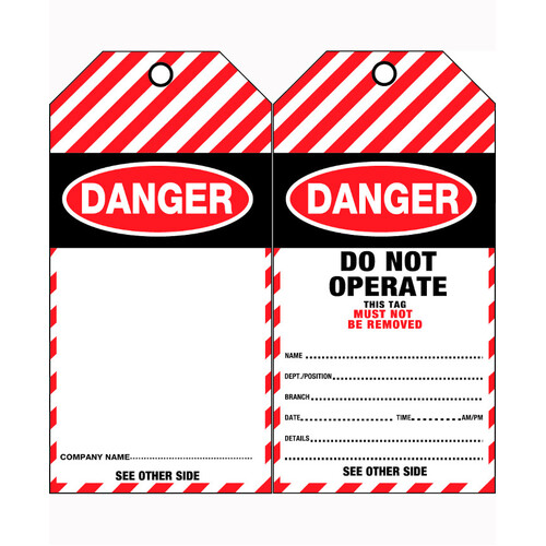 WORKWEAR, SAFETY & CORPORATE CLOTHING SPECIALISTS - 75x160mm - Tear Proof Tags - Pkt of 25 - Danger blank