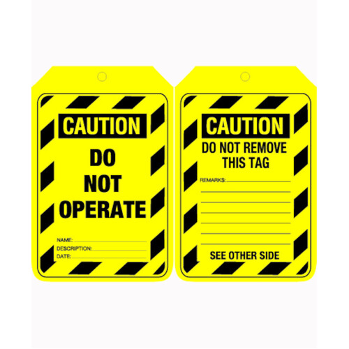 WORKWEAR, SAFETY & CORPORATE CLOTHING SPECIALISTS - 90x140mm - Cardboard Tags - Pkt of 100 - Caution Do Not Operate