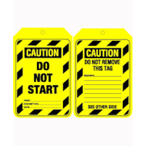 WORKWEAR, SAFETY & CORPORATE CLOTHING SPECIALISTS - 90x140mm - Cardboard Tags - Pkt of 100 - Caution Do Not Start
