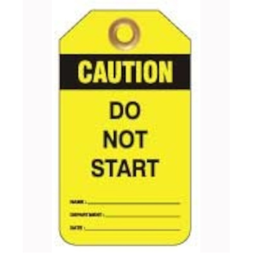 WORKWEAR, SAFETY & CORPORATE CLOTHING SPECIALISTS 80x140mm -  Heavy Duty PVC Tags - Pkt of 25 - Caution Do Not Start