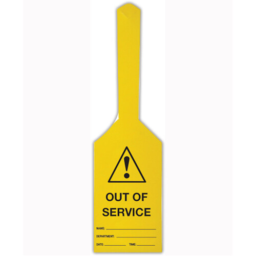 WORKWEAR, SAFETY & CORPORATE CLOTHING SPECIALISTS - 170x80mm - Self Locking Tags - Pkt of 25 - (Caution Triangle & Exclamation Mark) Out Of Service