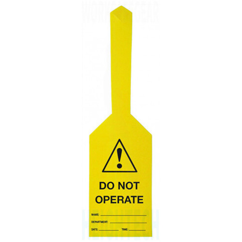 WORKWEAR, SAFETY & CORPORATE CLOTHING SPECIALISTS - 170x80mm - Self Locking Tags - Pkt of 25 - (Caution Triangle & Exclamation Mark) Do Not Operate