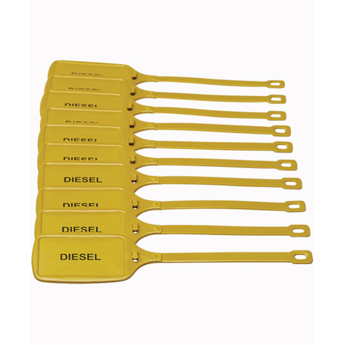 WORKWEAR, SAFETY & CORPORATE CLOTHING SPECIALISTS - 210x50mm Twist Lock Tag - Pkt of 10 - Double Sided - Wht/Yellow - Diesel