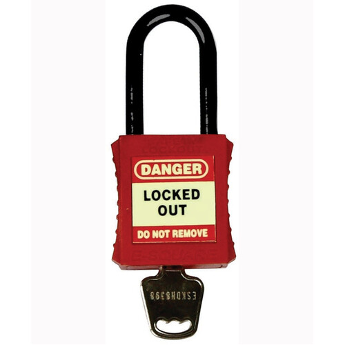 WORKWEAR, SAFETY & CORPORATE CLOTHING SPECIALISTS 42mm Premium Red Safety Lockout - Non-Conductive Shackle