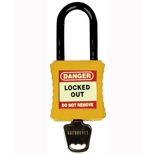 WORKWEAR, SAFETY & CORPORATE CLOTHING SPECIALISTS - 42mm Premium Yellow Safety Lockout - Non-Conductive Shackle