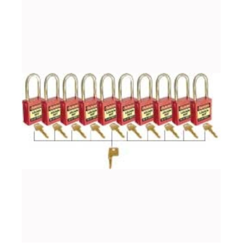 WORKWEAR, SAFETY & CORPORATE CLOTHING SPECIALISTS 42mm Premium Safety Padlocks - Red - Set of 10 with Master Key