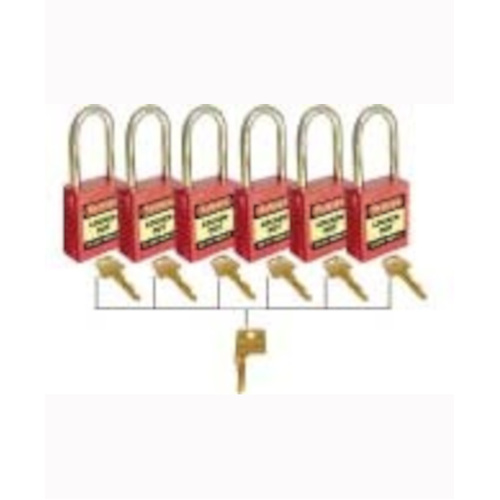 WORKWEAR, SAFETY & CORPORATE CLOTHING SPECIALISTS - 42mm Premium Safety Padlocks - Red - Set of 6 - Keyed Alike