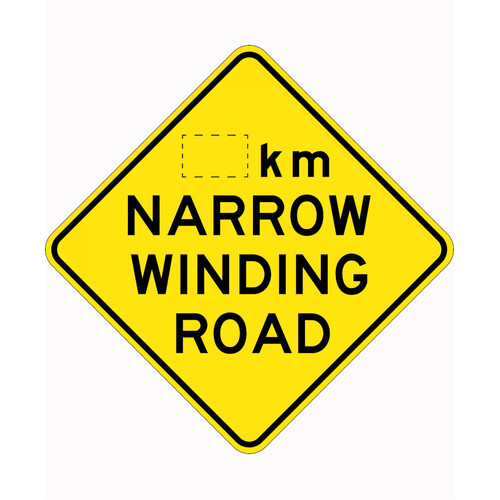WORKWEAR, SAFETY & CORPORATE CLOTHING SPECIALISTS 900x900mm - Aluminium - Class 1 Reflective - __km Narrow Winding Road
