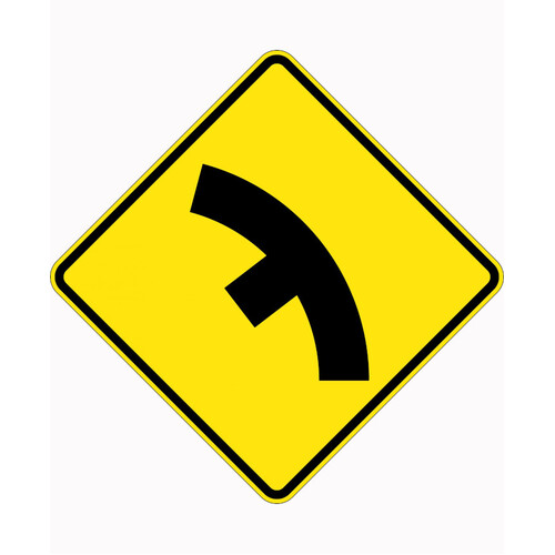 WORKWEAR, SAFETY & CORPORATE CLOTHING SPECIALISTS 750x750mm - Aluminium - Class 1 Reflective - Side Road Junction On Curve Right-Black-750x750mm