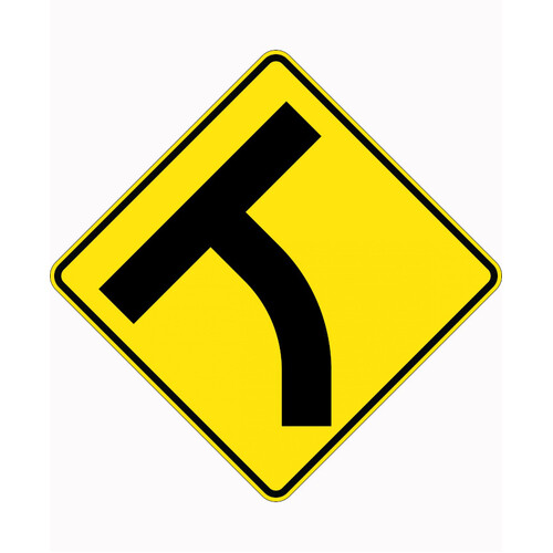 WORKWEAR, SAFETY & CORPORATE CLOTHING SPECIALISTS 750x750mm - Aluminium - Class 1 Reflective - T Intersection Curved Approach (Left)