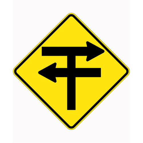 WORKWEAR, SAFETY & CORPORATE CLOTHING SPECIALISTS 750x750mm - Aluminium - Class 1 Reflective - T Junction With Dual Carrageways