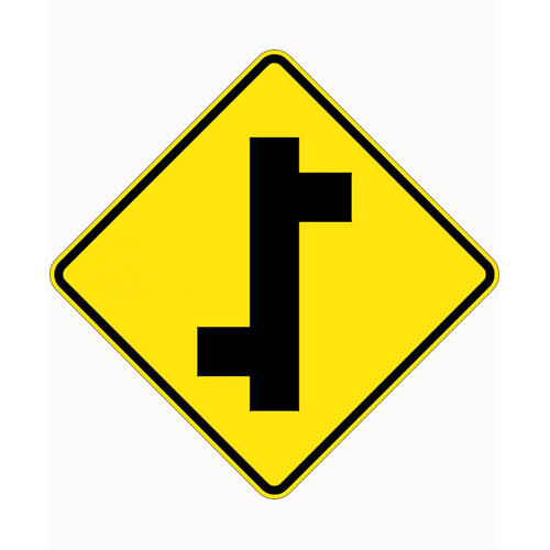 WORKWEAR, SAFETY & CORPORATE CLOTHING SPECIALISTS 750x750mm - Aluminium - Class 1 Reflective - Staggered Side Road Junction