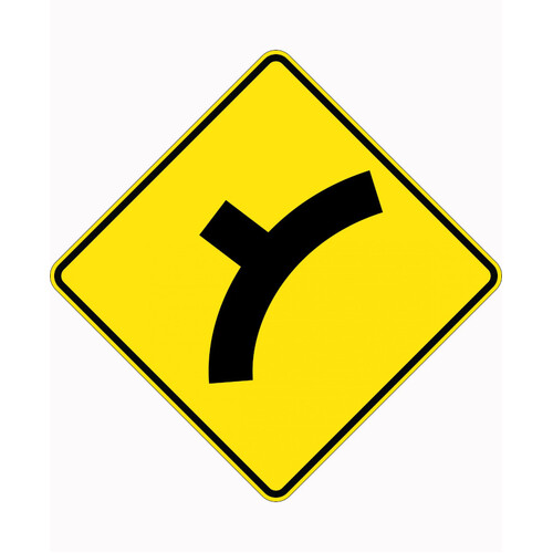 WORKWEAR, SAFETY & CORPORATE CLOTHING SPECIALISTS 900x900mm - Aluminium - Class 1 Reflective - Side Road Junction On Curve Right-Black-900x900mm