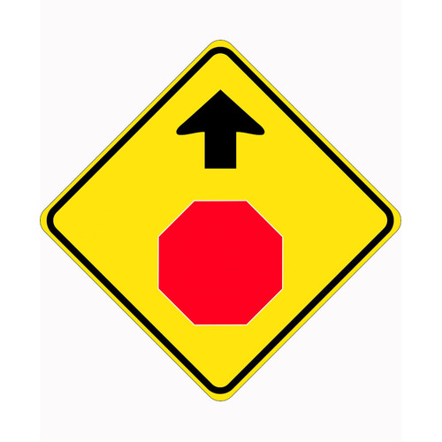 WORKWEAR, SAFETY & CORPORATE CLOTHING SPECIALISTS 750x750mm - Aluminium - Class 1 Reflective - Stop Sign Ahead