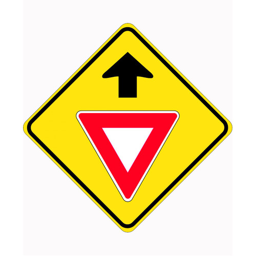 WORKWEAR, SAFETY & CORPORATE CLOTHING SPECIALISTS 750x750mm - Aluminium - Class 1 Reflective - Give Way Sign Ahead