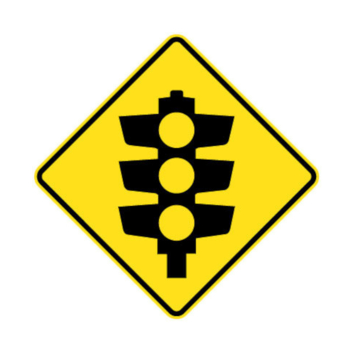 WORKWEAR, SAFETY & CORPORATE CLOTHING SPECIALISTS - 900x900mm - Aluminium - Class 1 Reflective - Signals Ahead - Ramp
