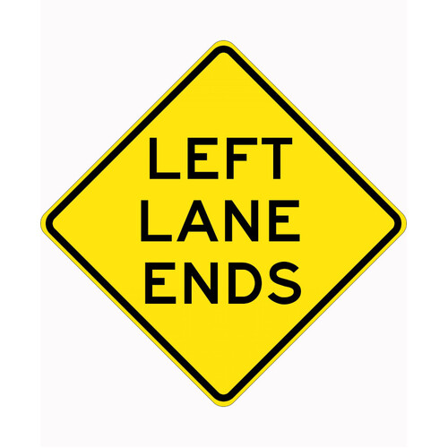 WORKWEAR, SAFETY & CORPORATE CLOTHING SPECIALISTS - 900x900mm - Aluminium - Class 1 Reflective - Left Lane Ends