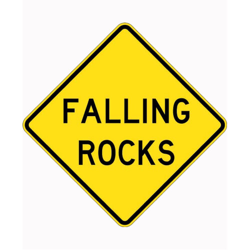 WORKWEAR, SAFETY & CORPORATE CLOTHING SPECIALISTS - 750x750mm - Aluminium - Class 1 Reflective - Falling Rocks