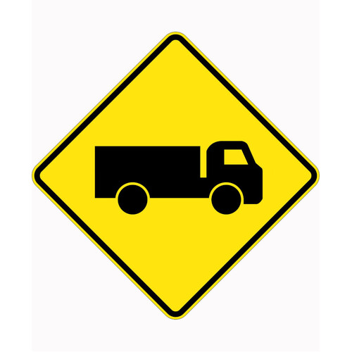 WORKWEAR, SAFETY & CORPORATE CLOTHING SPECIALISTS - 750x750mm - Aluminium - Class 1 Reflective - Trucks Crossing Or Entering