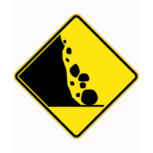 WORKWEAR, SAFETY & CORPORATE CLOTHING SPECIALISTS 750x750mm - Aluminium - Class 1 Reflective - Fallen Rocks Picto
