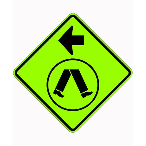 WORKWEAR, SAFETY & CORPORATE CLOTHING SPECIALISTS - 900x900mm - Aluminium - Class 1 Reflective - Pedestrian Crossing Left