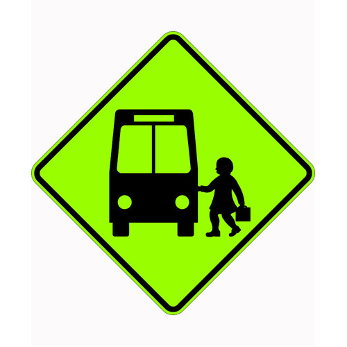 WORKWEAR, SAFETY & CORPORATE CLOTHING SPECIALISTS 900x900mm - Aluminium - Class 1 Reflective - School Bus (Front View)