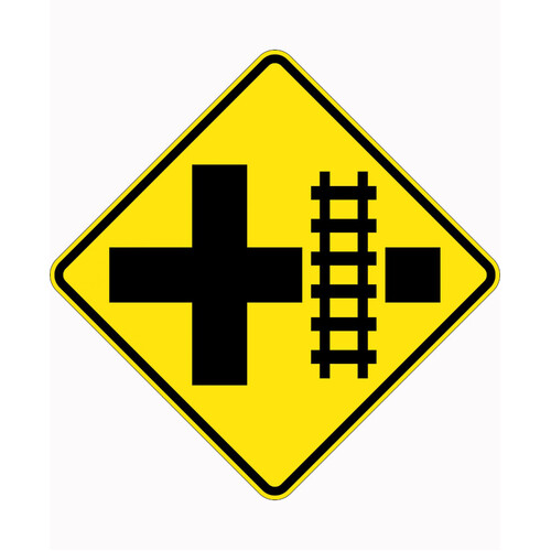WORKWEAR, SAFETY & CORPORATE CLOTHING SPECIALISTS - 750x750mm - Aluminium - Class 1 Reflective - Train Crossing Intersection