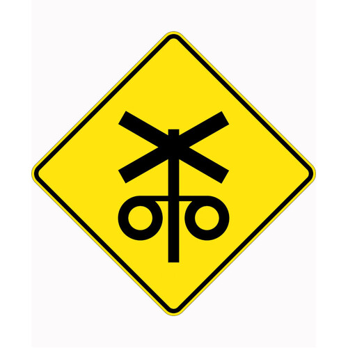 WORKWEAR, SAFETY & CORPORATE CLOTHING SPECIALISTS - 750x750mm - Aluminium - Class 1 Reflective - Railway Level Crossing Flashing Signal Ahead