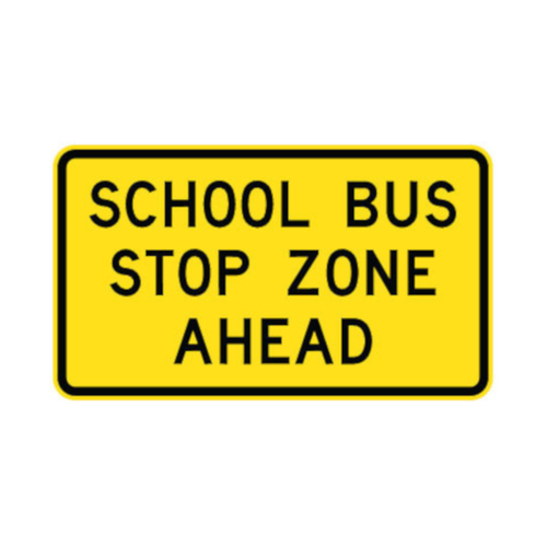 WORKWEAR, SAFETY & CORPORATE CLOTHING SPECIALISTS - 960x560mm - Aluminium - Class 1 Reflective - School Bus Stop Zone Ahead