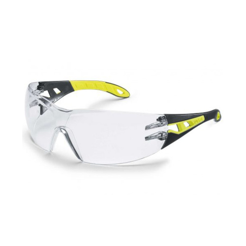 WORKWEAR, SAFETY & CORPORATE CLOTHING SPECIALISTS uvex Pheos Small Black/Lime Arms, Clear THS lens